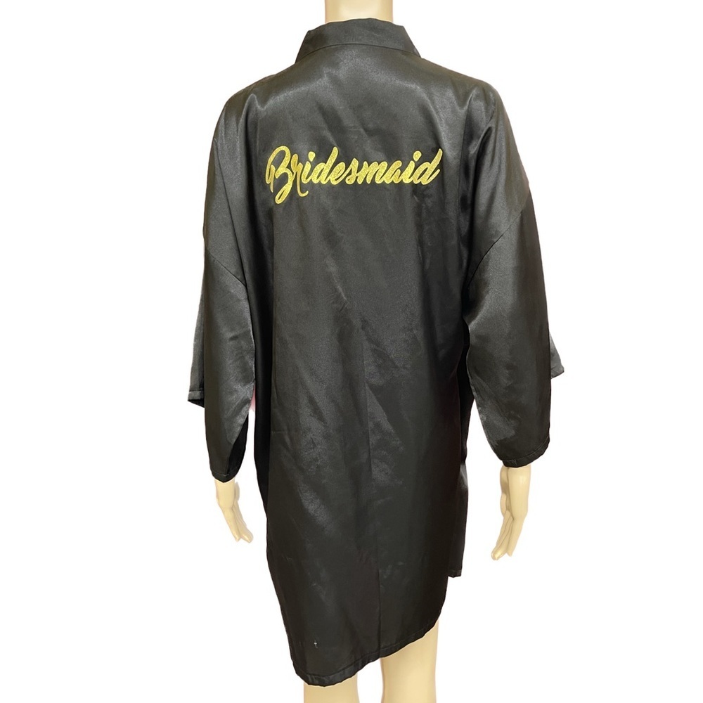 Black Satin Bridesmaid Dressing Gown Size XXL